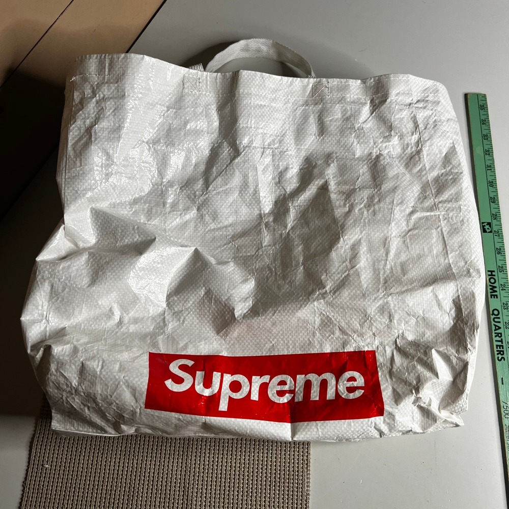 Supreme Reusable Shopping‎ Tote Bag White Red Box Logo Woven Polypropylene Large